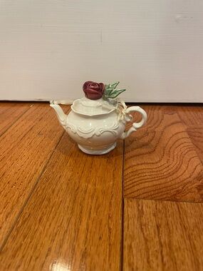 Mud Pie Ribbon 'n Rose Teapot ornament